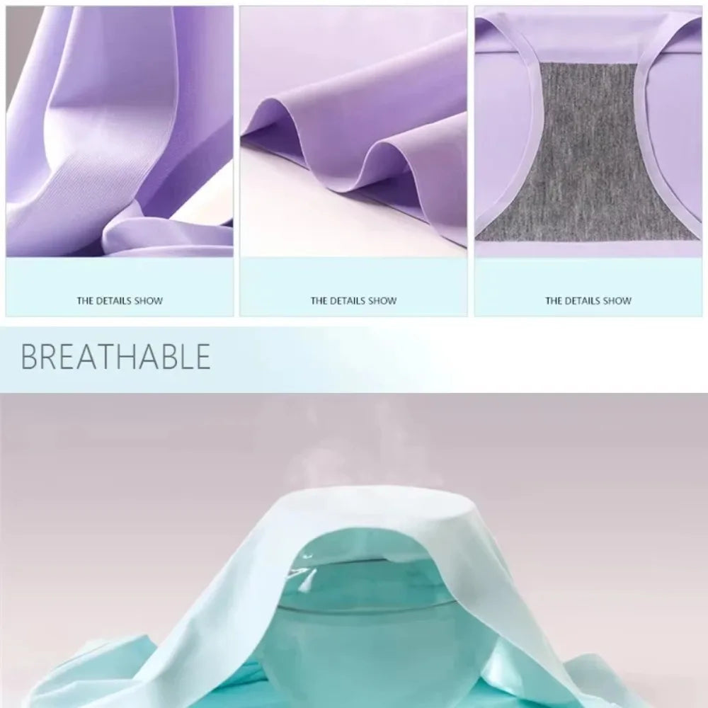 9 Pcs Women's Seamless Ice Silk Panties - Soft Solid Color Underwear for Teens & Adults, Breathable One-Piece Comfort Fit